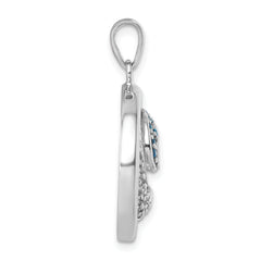 Sterling Silver Rhodium-Plated Polished CZ Wave Pendant