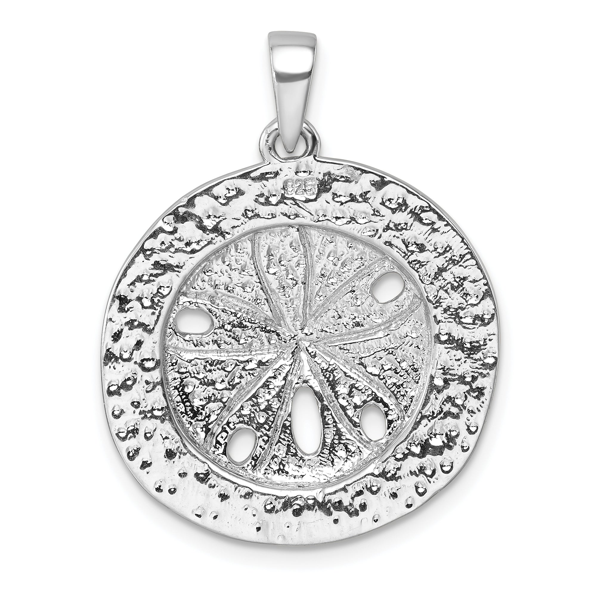 Sterling Silver Rhodium-plated Gold-tone Textured Sand Dollar Pendant