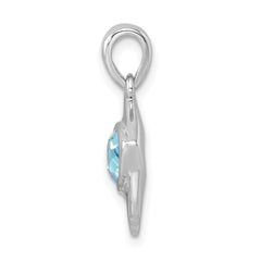 Sterling Silver Rhodium-plated Polished Crystal Angel Fish Pendant