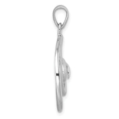 Sterling Silver Rhodium-Plated Polished and Brushed Double Wave Pendant