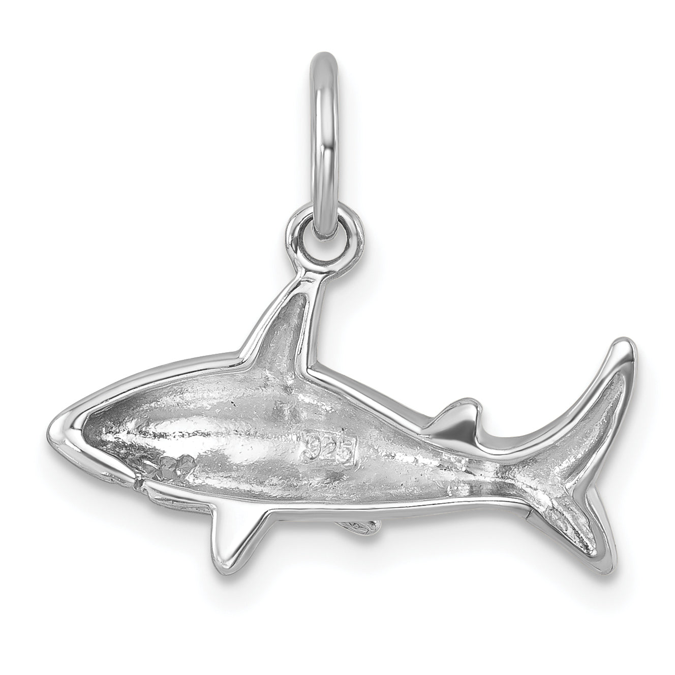 Sterling Silver Rhodium-Plated Polished Shark Pendant