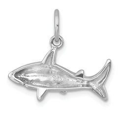 Sterling Silver Rhodium-Plated Polished Shark Pendant