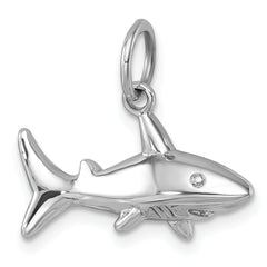 Sterling Silver Rhodium-Plated Polished Shark Pendant