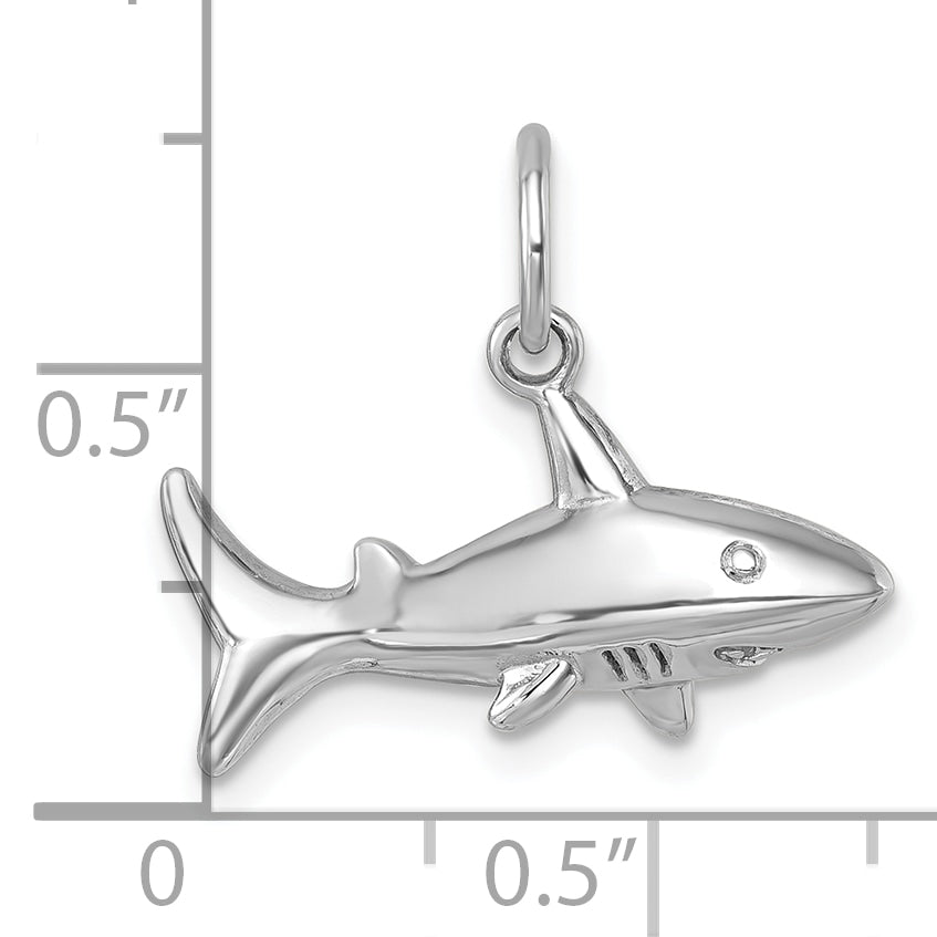 Sterling Silver Rhodium-Plated Polished Shark Pendant