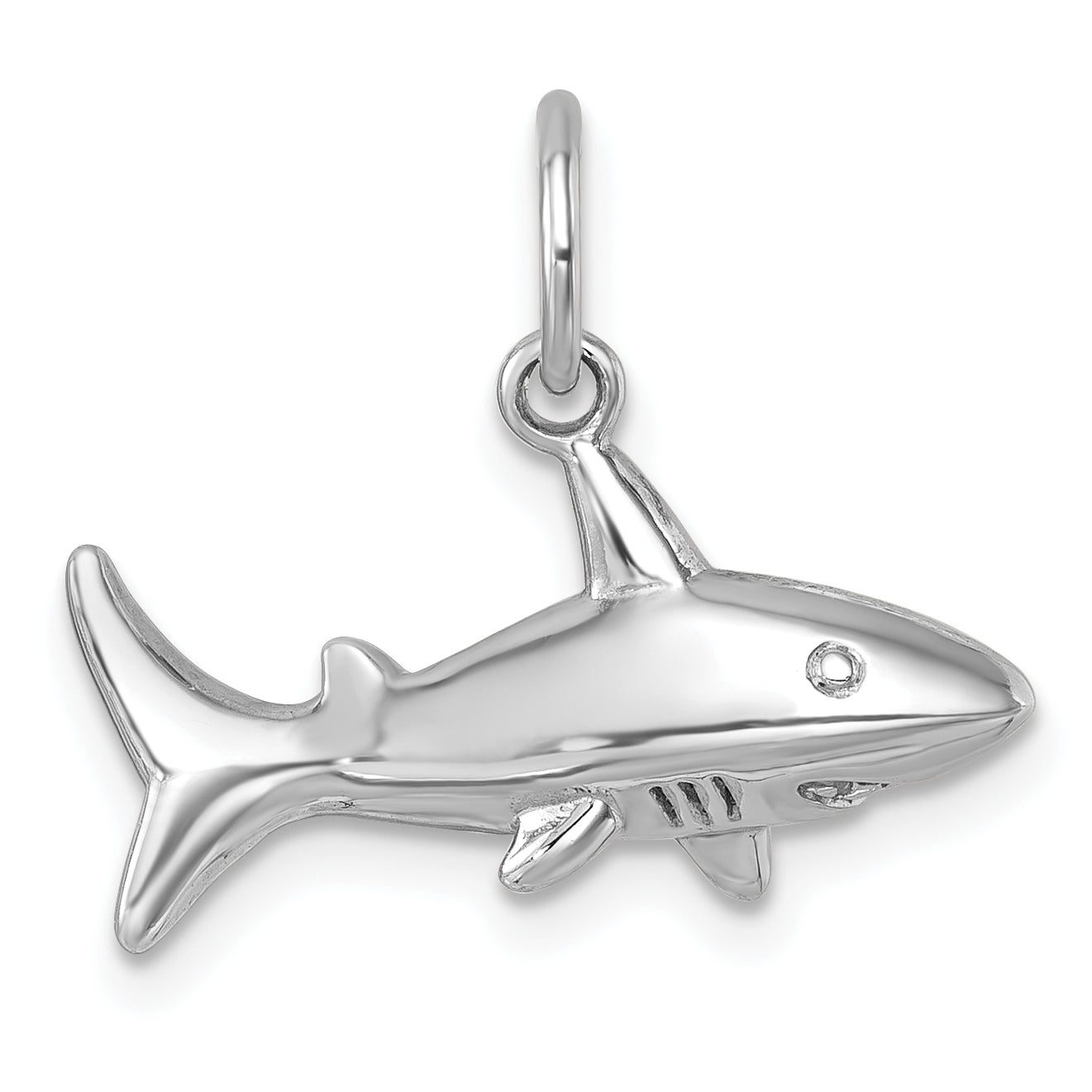 Sterling Silver Rhodium-Plated Polished Shark Pendant