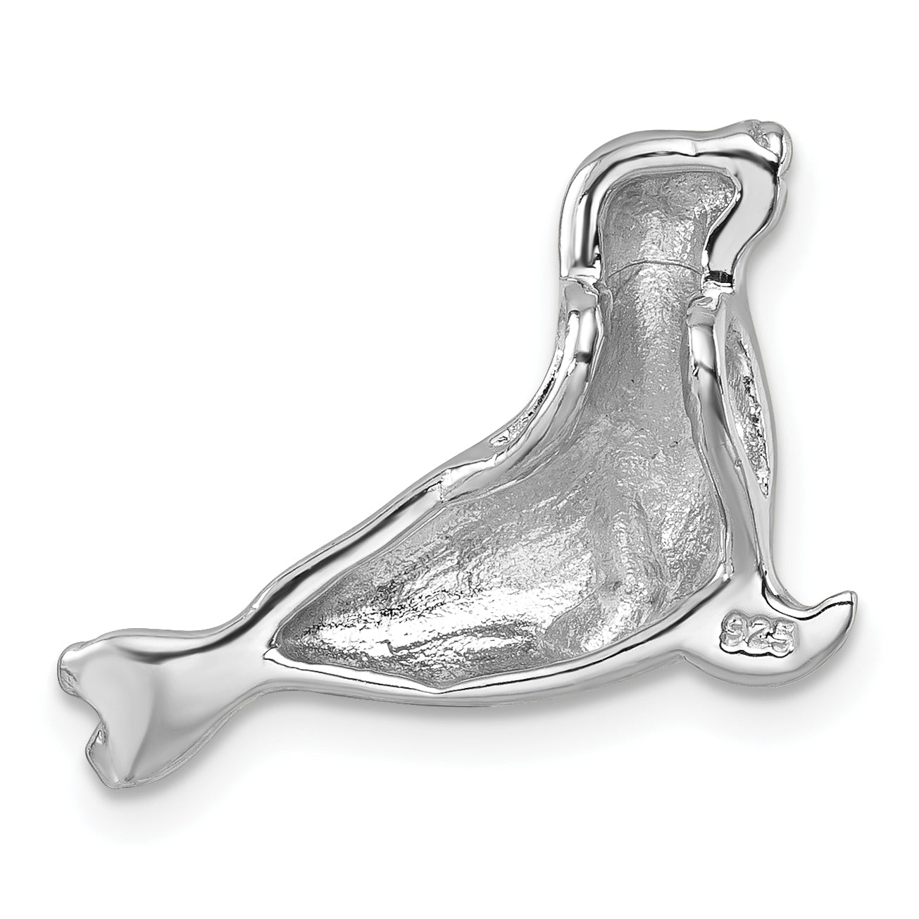 Sterling Silver Rhodium-plated Polished Sea Lion Pendant