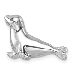 Sterling Silver Rhodium-plated Polished Sea Lion Pendant