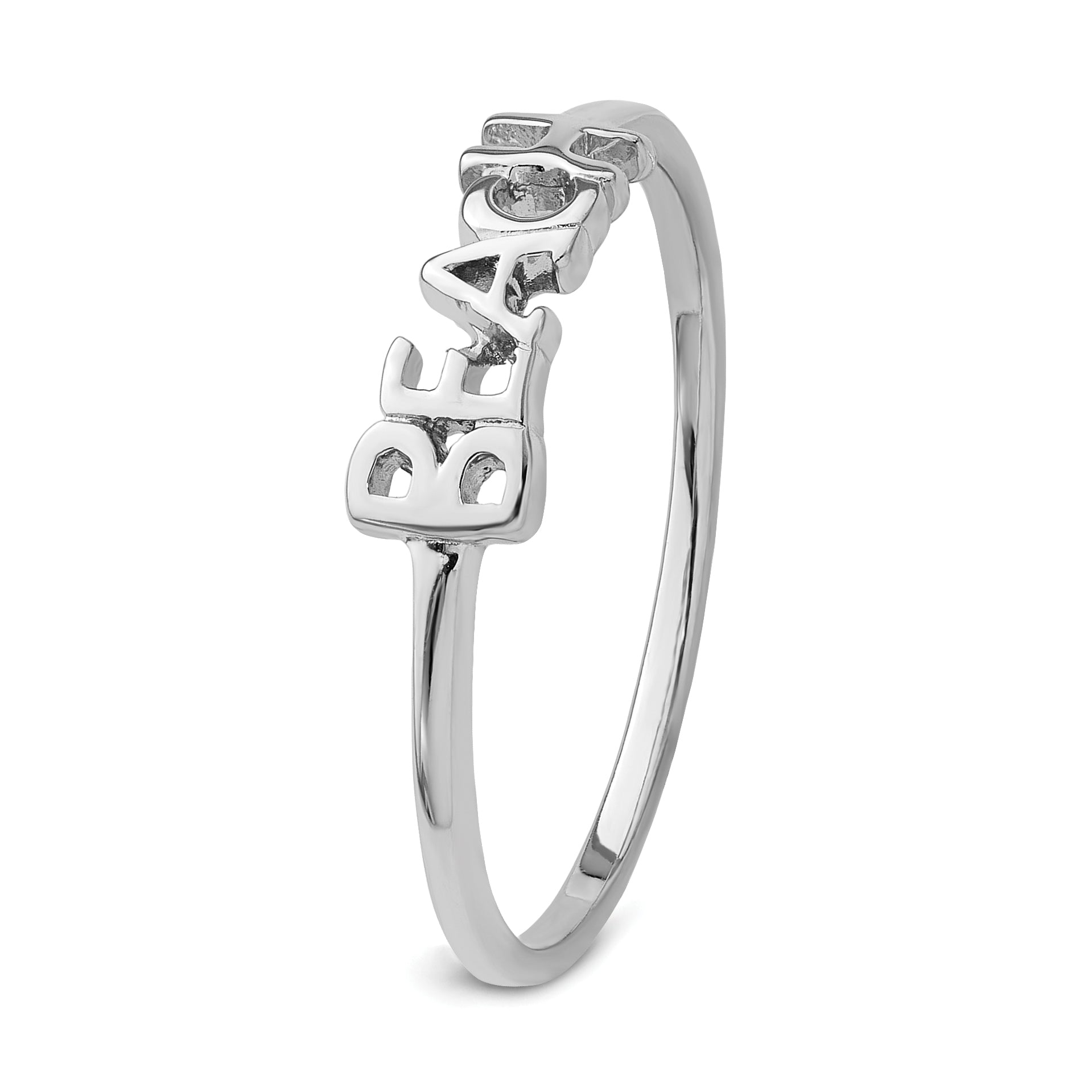 Sterling Silver Rhodium-plated Polished BEACH Ring