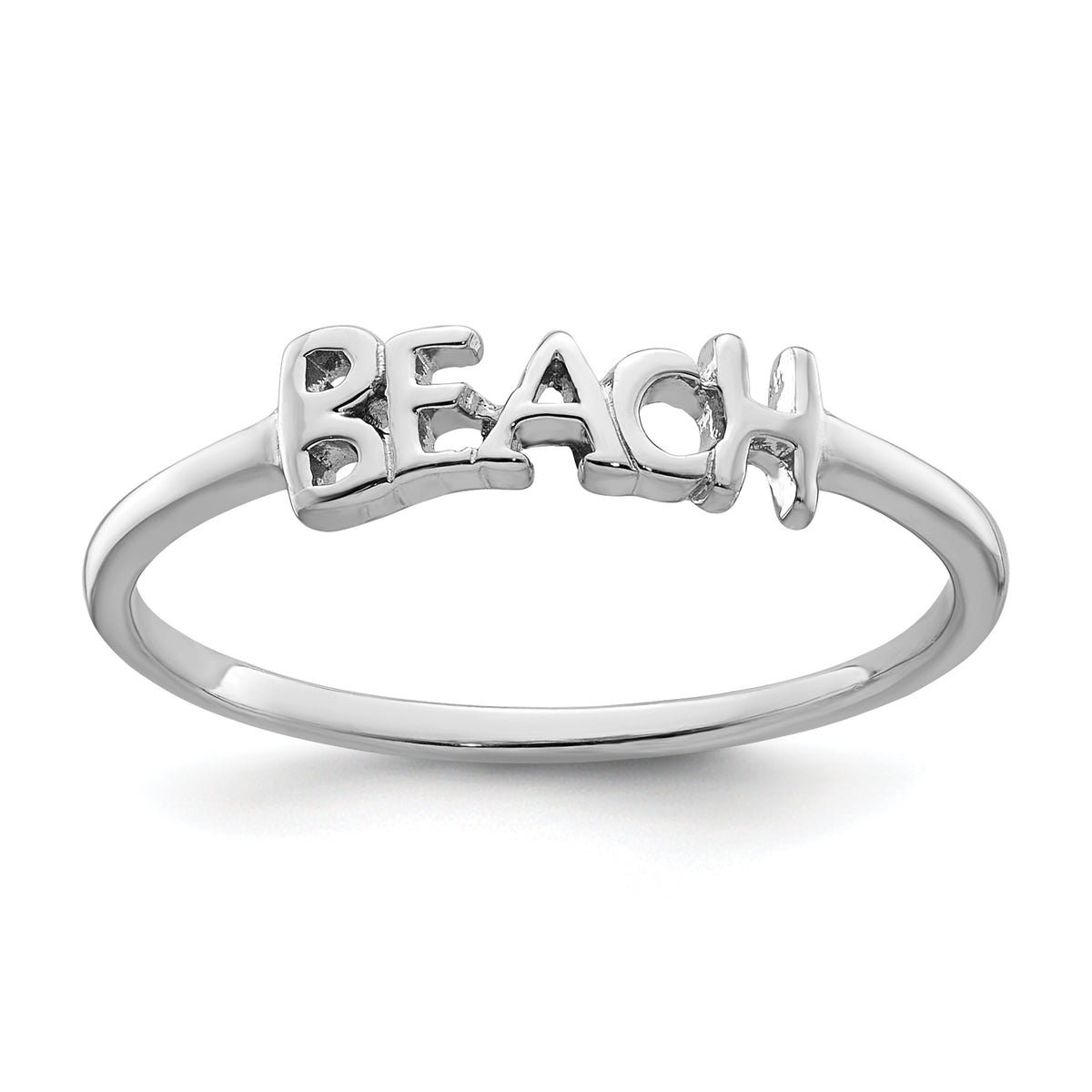 Sterling Silver Rhodium-plated Polished BEACH Ring