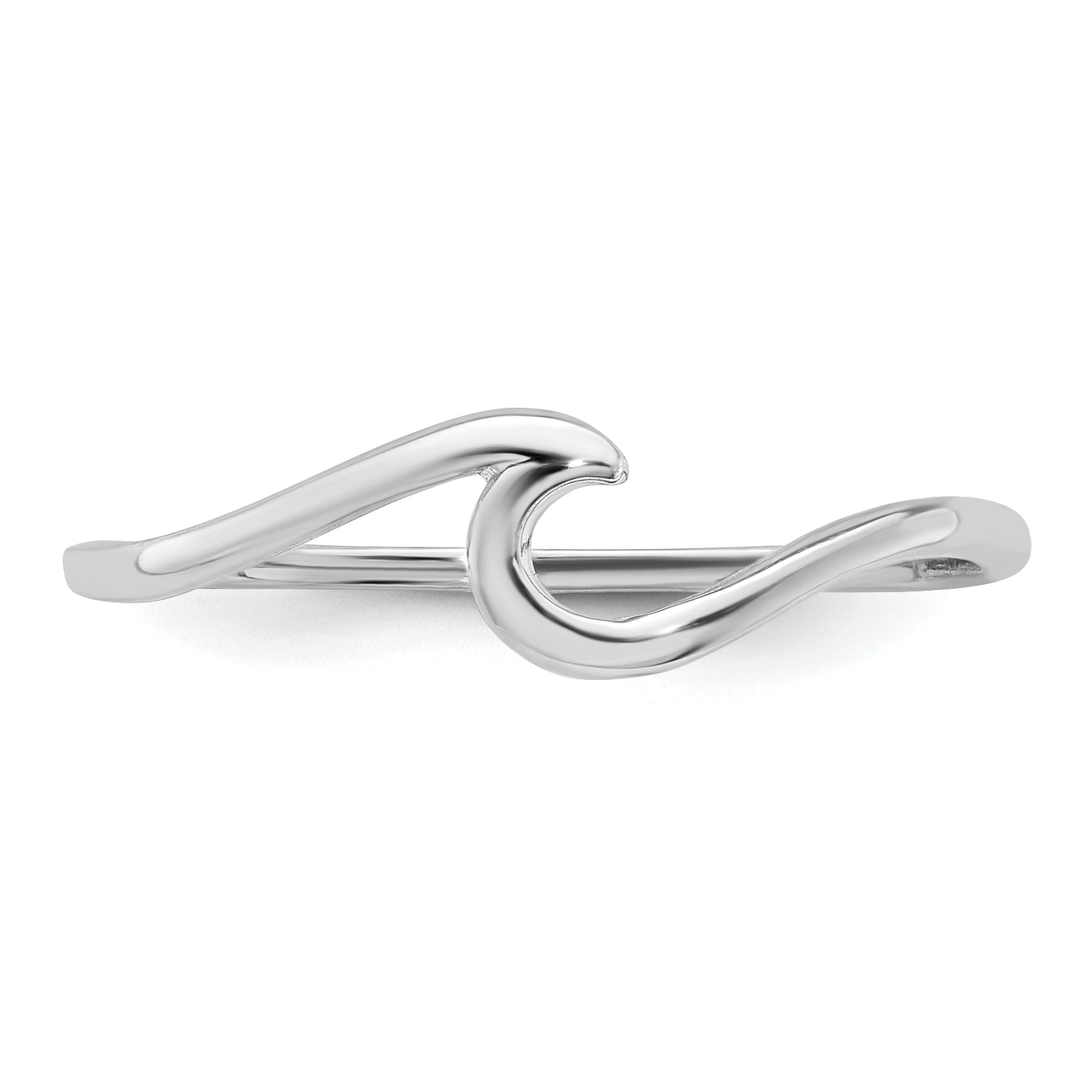 Sterling Silver Rhodium-Plated Polished Wave Ring