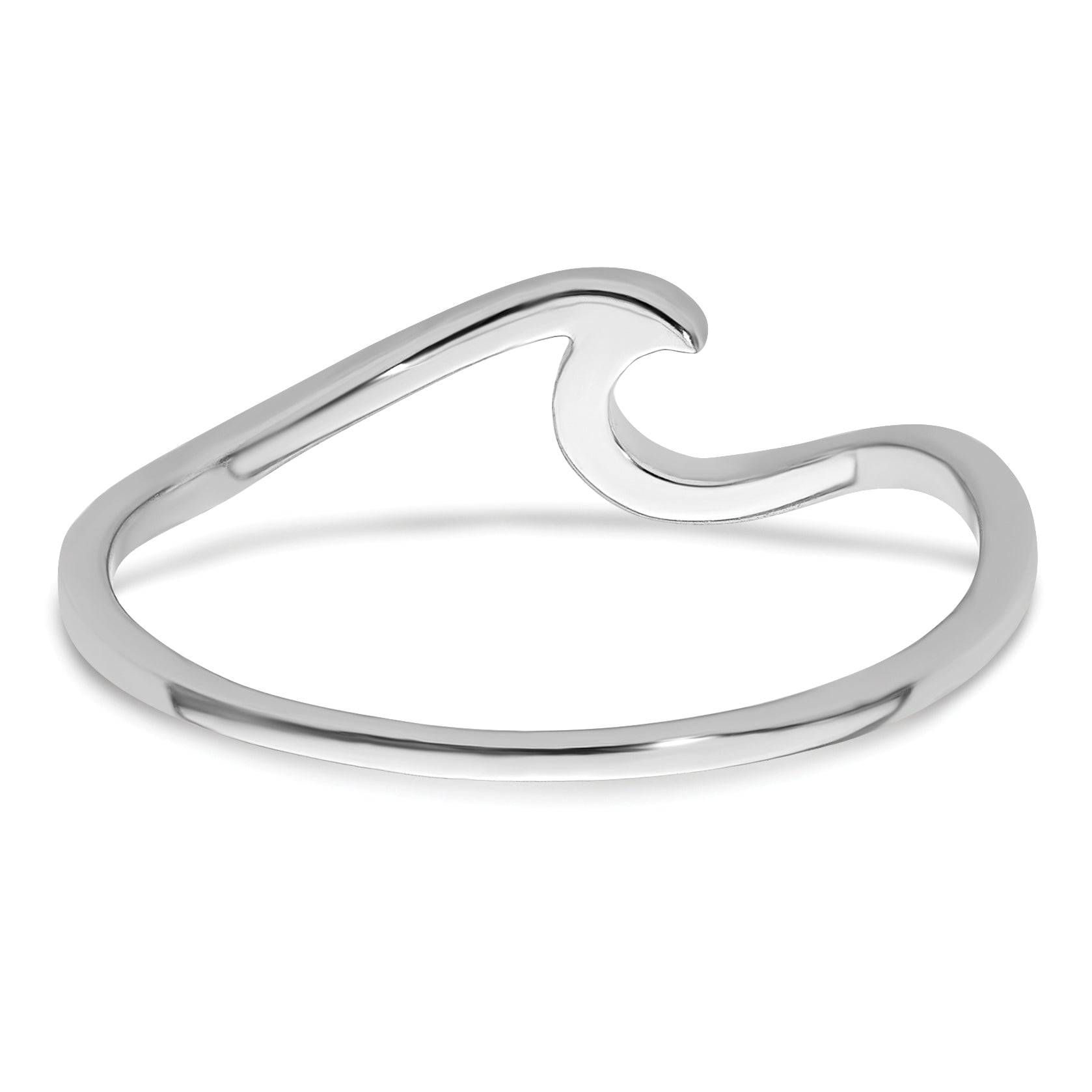 Sterling Silver Rhodium-Plated Polished Wave Ring