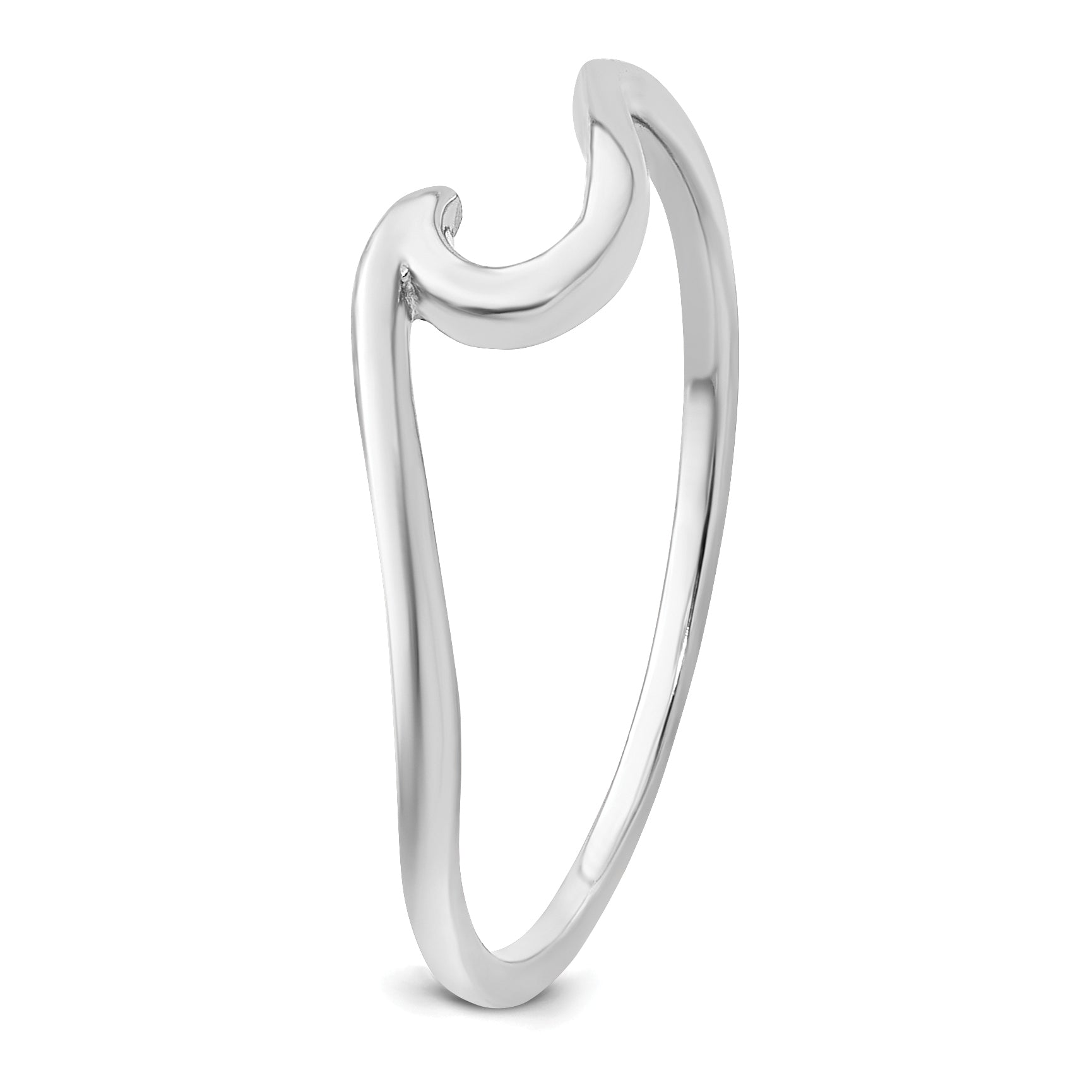 Sterling Silver Rhodium-Plated Polished Wave Ring