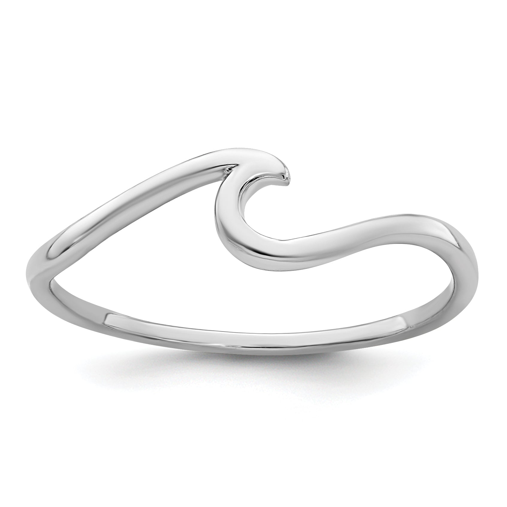 Sterling Silver Rhodium-Plated Polished Wave Ring