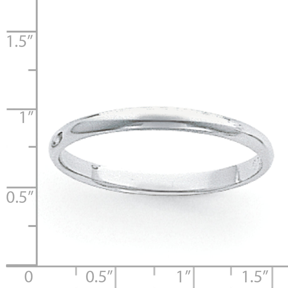 Platinum 3mm Half Round Featherweight Wedding Band Size 4