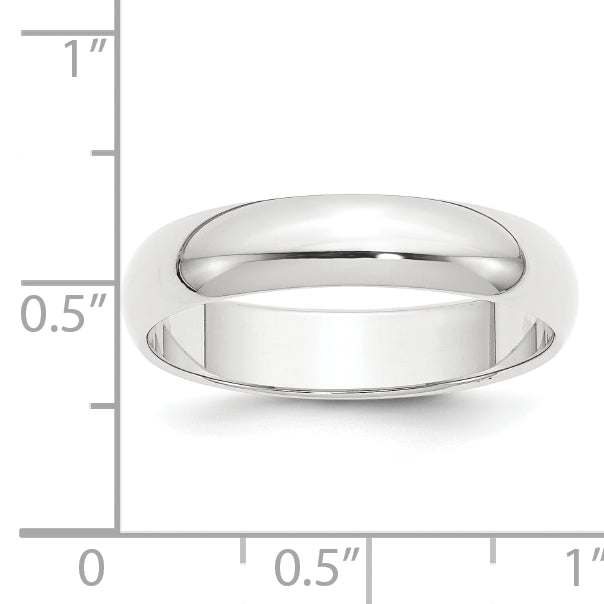 Platinum 5mm Half Round Featherweight Wedding Band Size 4