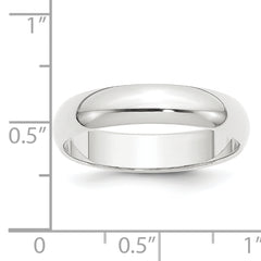 Platinum 5mm Half Round Featherweight Wedding Band Size 4