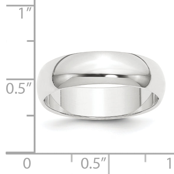 Platinum 6mm Half Round Featherweight Wedding Band Size 4