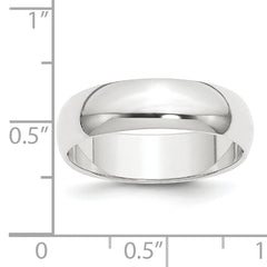 Platinum 6mm Half Round Featherweight Wedding Band Size 4