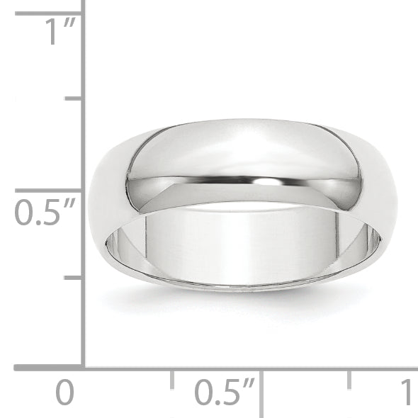 Platinum 8mm Half Round Featherweight Wedding Band Size 6