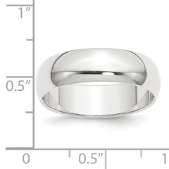 Platinum 8mm Half Round Featherweight Wedding Band Size 6