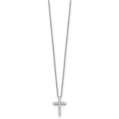 10k White Gold Diamond Cross 18 inch Necklace