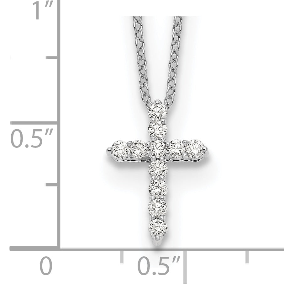 10k White Gold Diamond Cross 18 inch Necklace