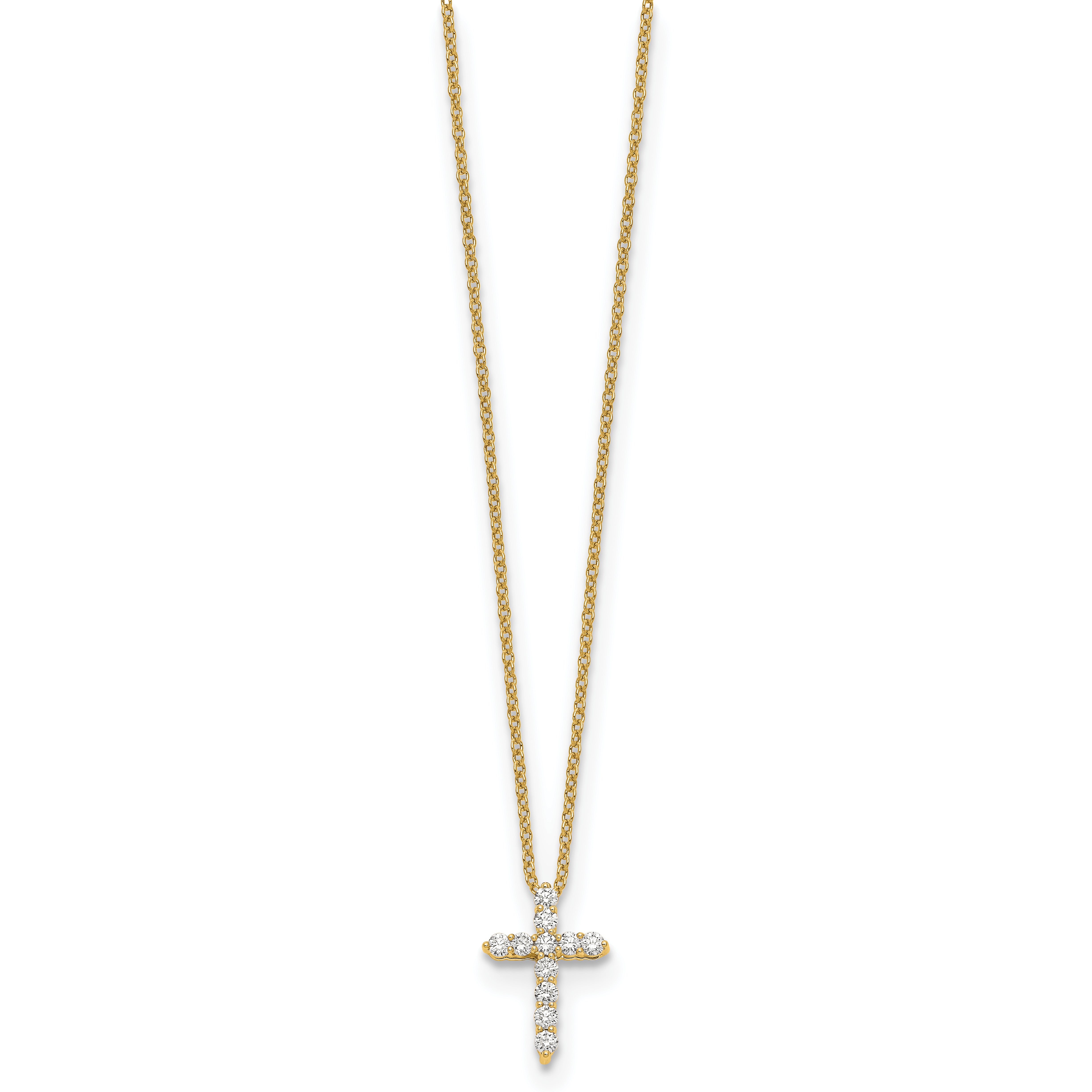 14K Lab Grown Diamond Cross Pendant Necklace