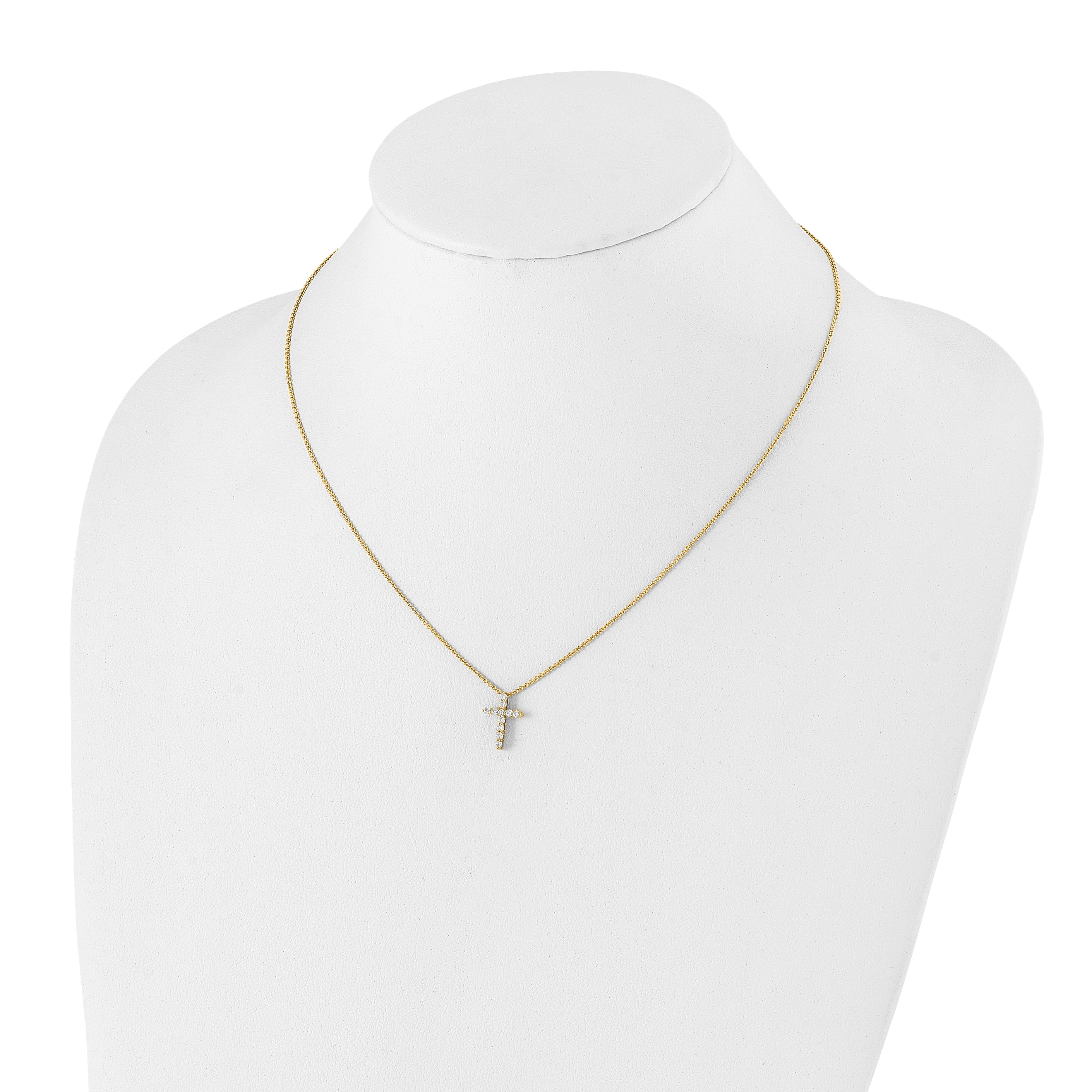 14K Lab Grown Diamond Cross Pendant Necklace