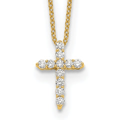 14K Lab Grown Diamond Cross Pendant Necklace