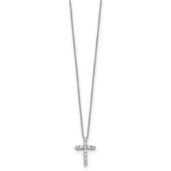 10k White Gold Diamond Cross 18 inch Necklace