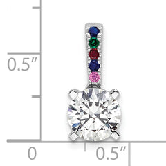 14K White Gold Lab Grown Diamond and Multi Gemstone Comp. Pendant