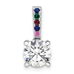 14K White Gold Lab Grown Diamond and Multi Gemstone Comp. Pendant