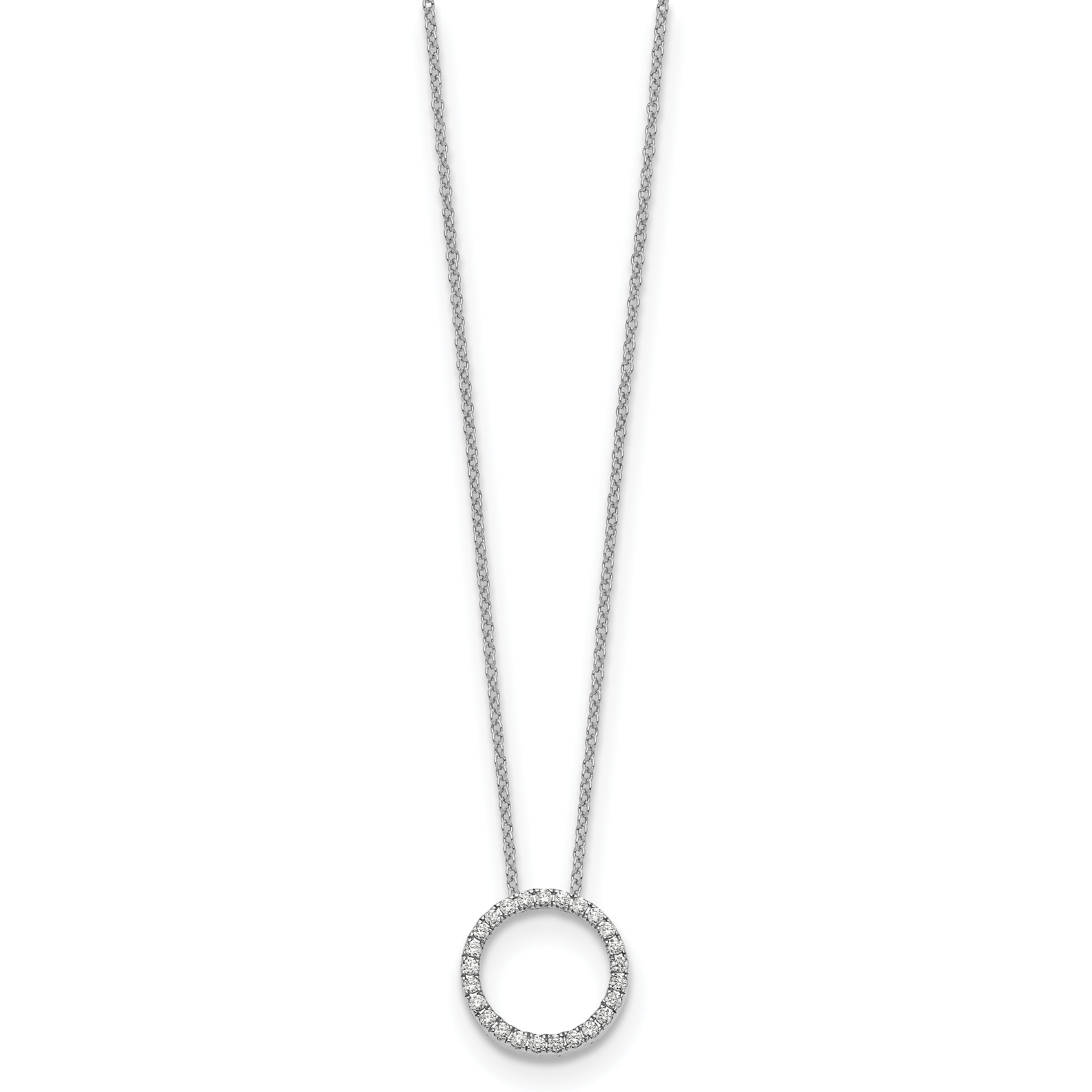 10k White Gold Diamond Circle 18 inch Necklace