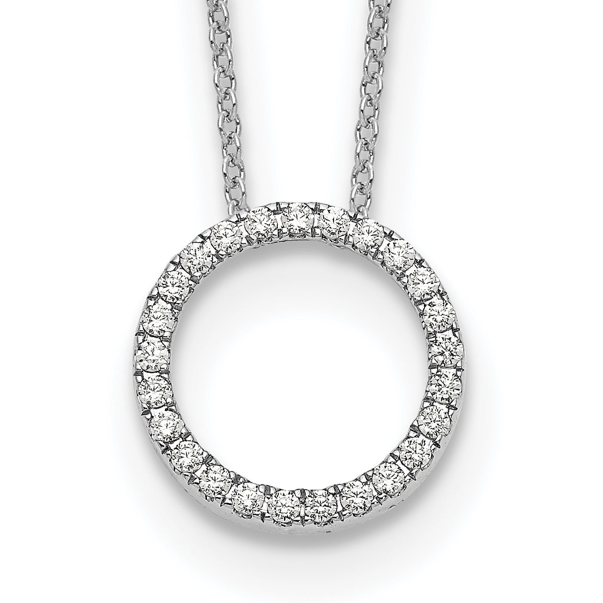 10k White Gold Diamond Circle 18 inch Necklace