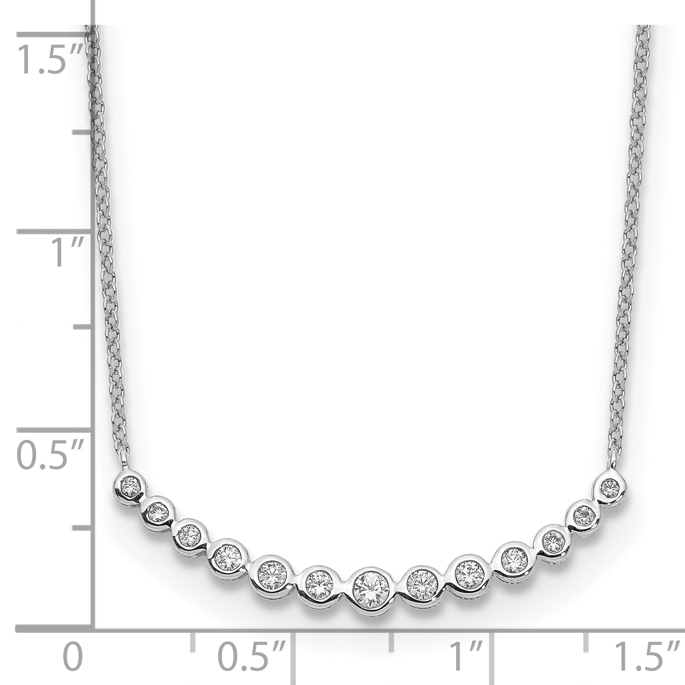 10k White Gold Diamond Curved Bar Necklace