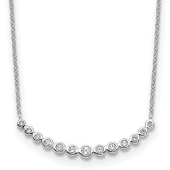 10k White Gold Diamond Curved Bar Necklace