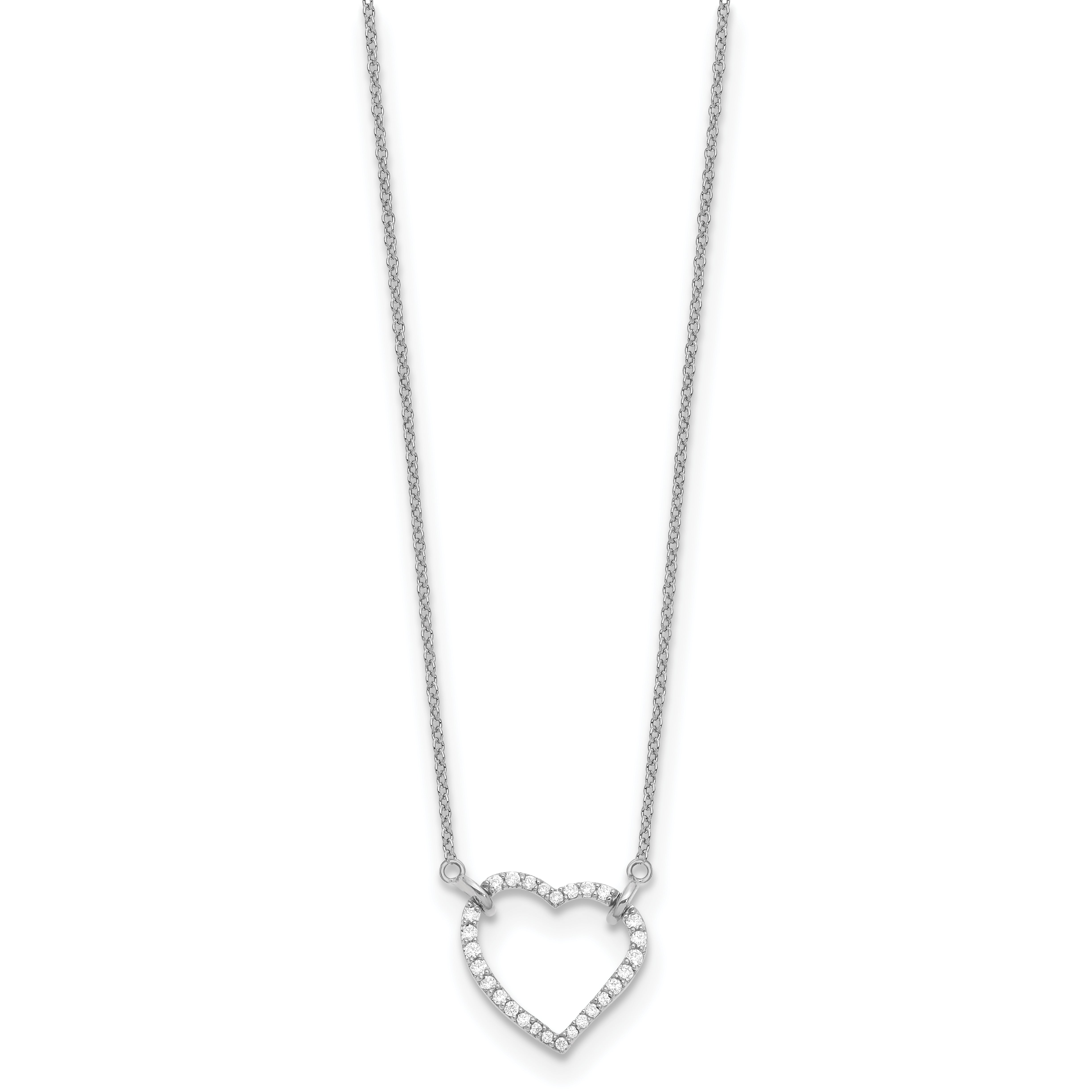 14K White Gold Lab Grown Diamond Heart Pendant Necklace