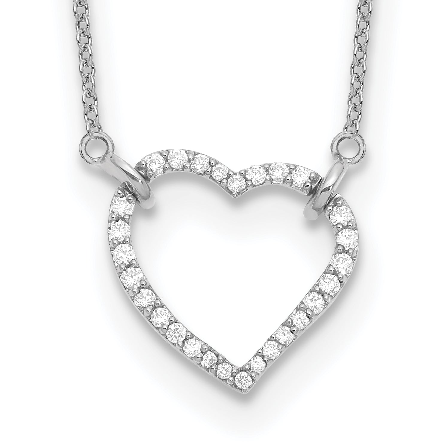 14K White Gold Lab Grown Diamond Heart Pendant Necklace