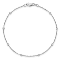 True Origin 14K White Gold 1/5 carat Lab Grown Diamond VS/SI  D E F  9 Station 9 Inch Anklet