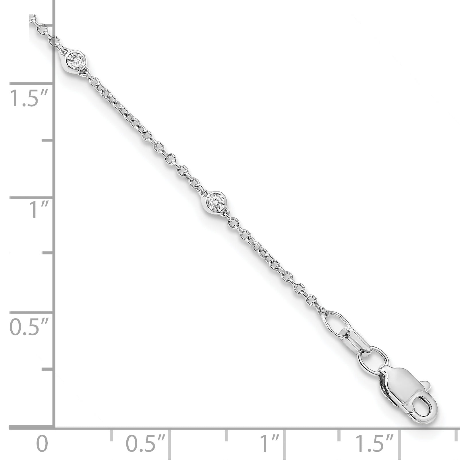 True Origin 14K White Gold 1/5 carat Lab Grown Diamond VS/SI  D E F  9 Station 9 Inch Anklet