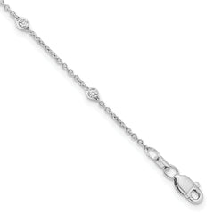 True Origin 14K White Gold 1/5 carat Lab Grown Diamond VS/SI  D E F  9 Station 9 Inch Anklet