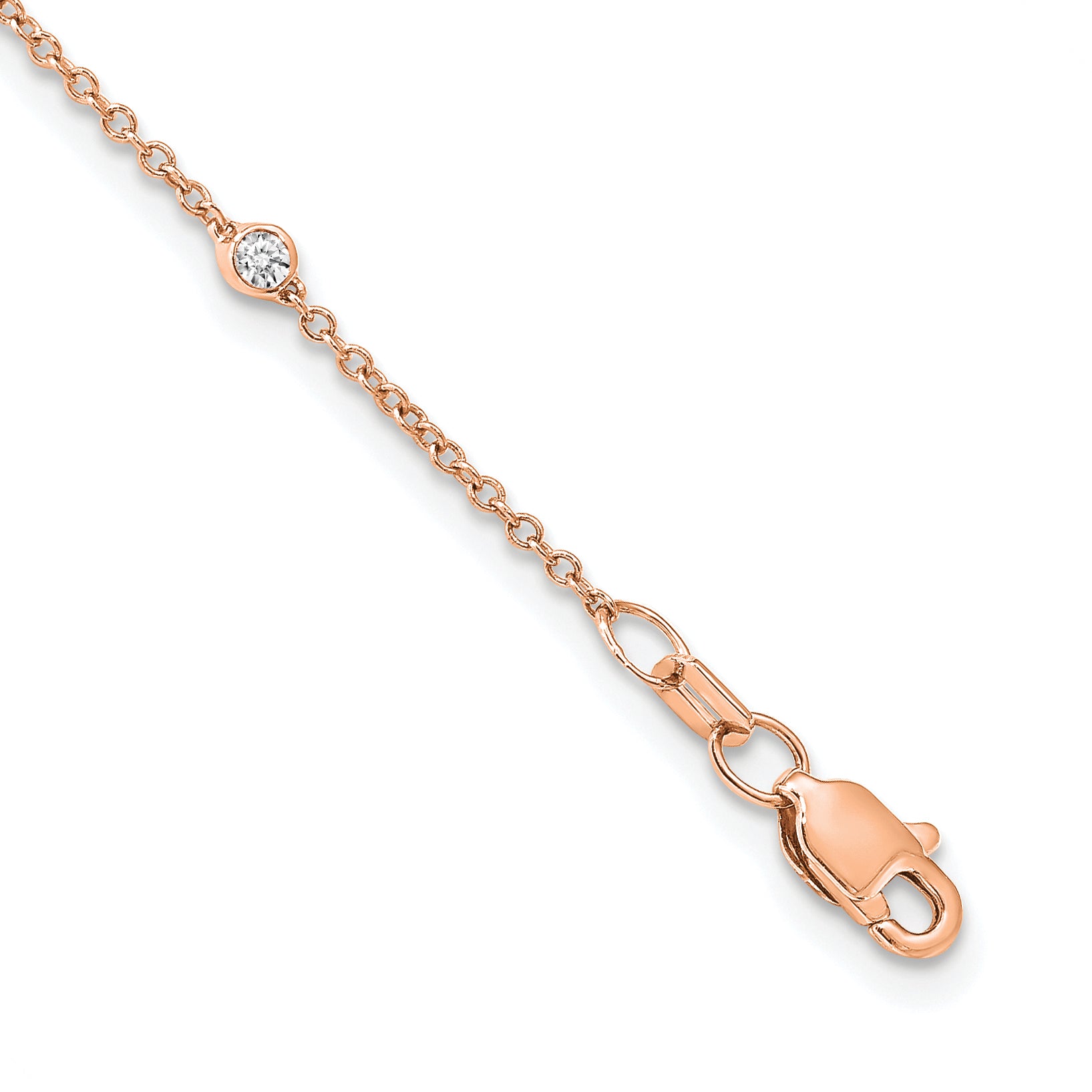 True Origin 14K Rose Gold 1/3 carat Lab Grown Diamond VS/SI  D E F  16 Station 16 Inch Necklace