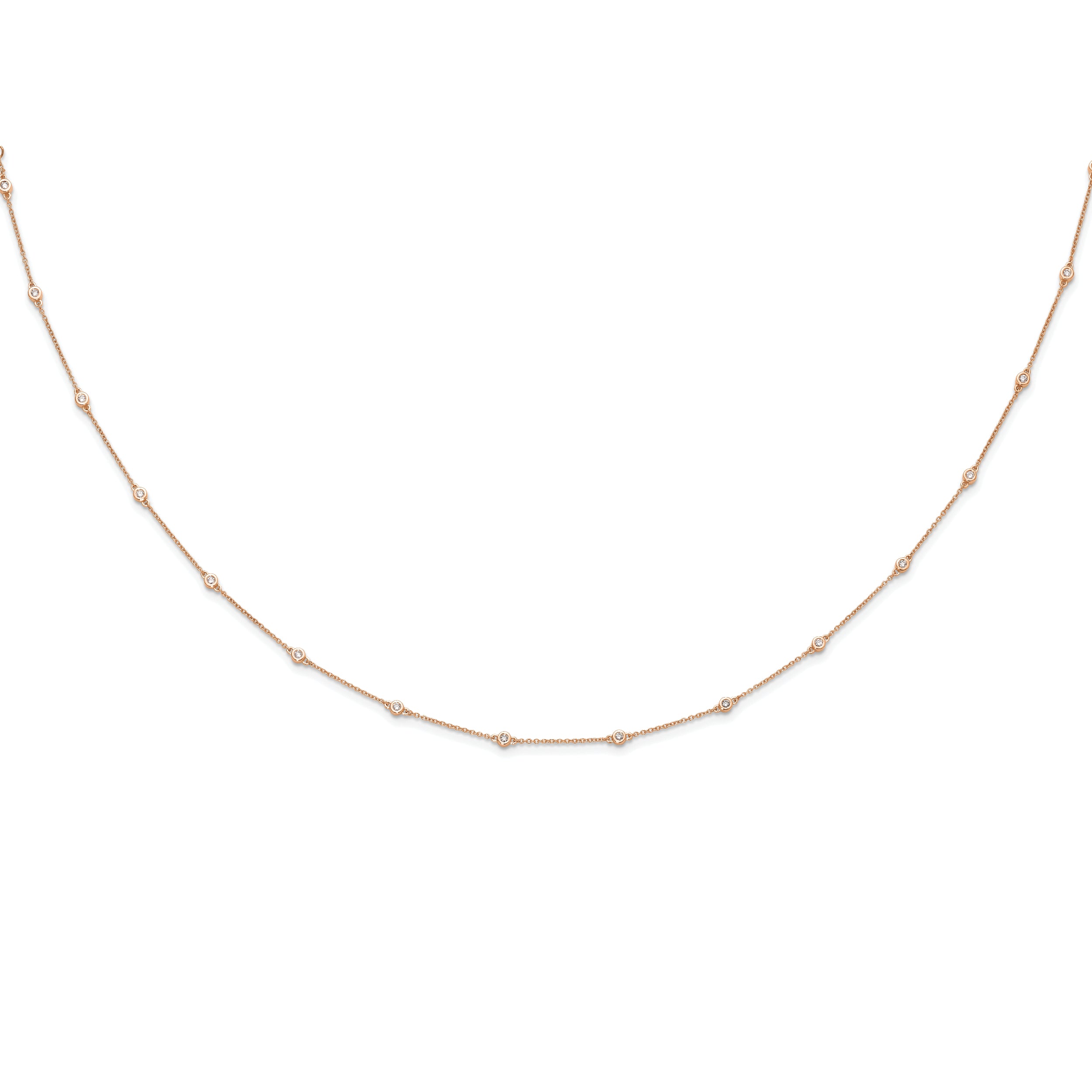 True Origin 14K Rose Gold 1/3 carat Lab Grown Diamond VS/SI  D E F  16 Station 16 Inch Necklace