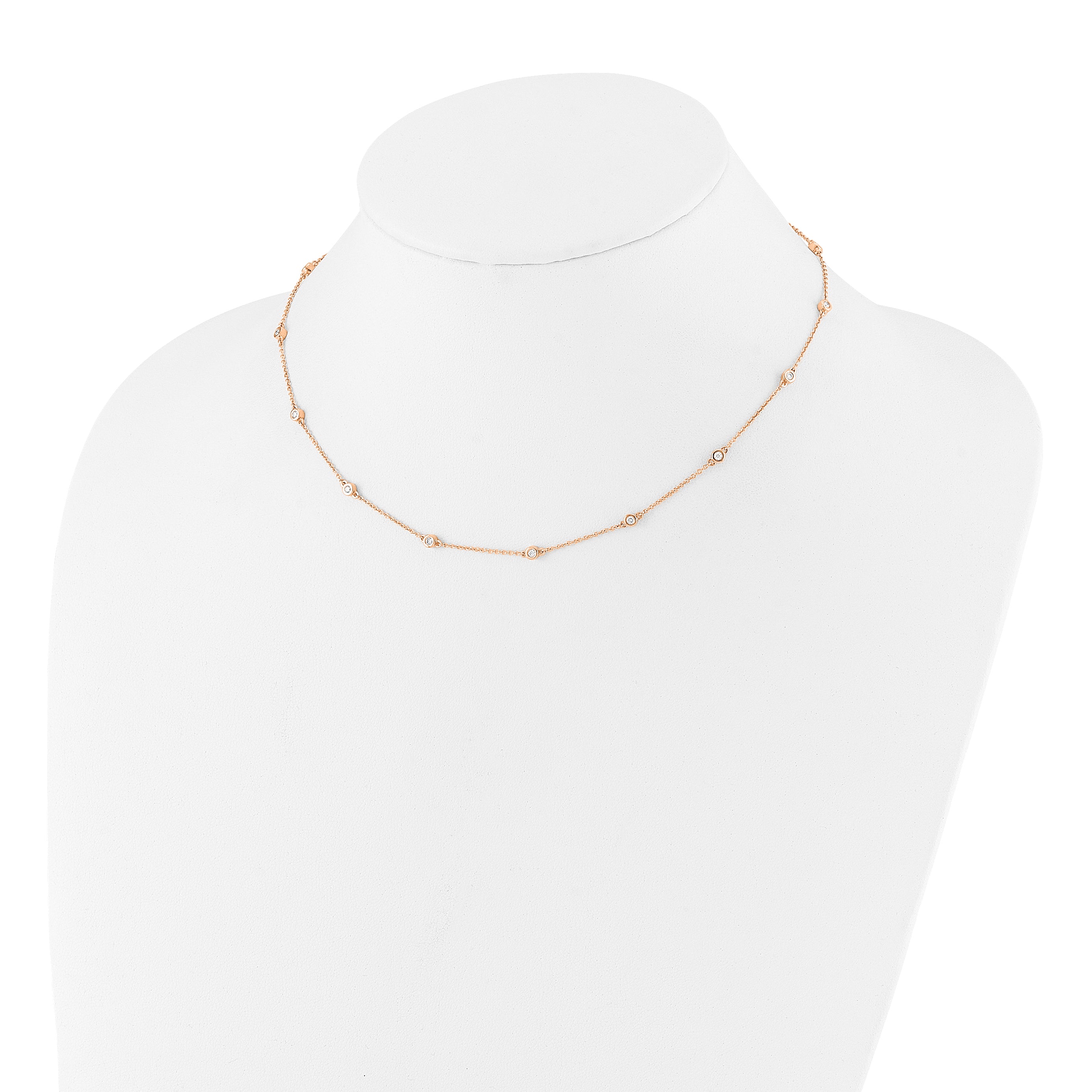 True Origin 14K Rose Gold 1/3 carat Lab Grown Diamond VS/SI  D E F  16 Station 16 Inch Necklace