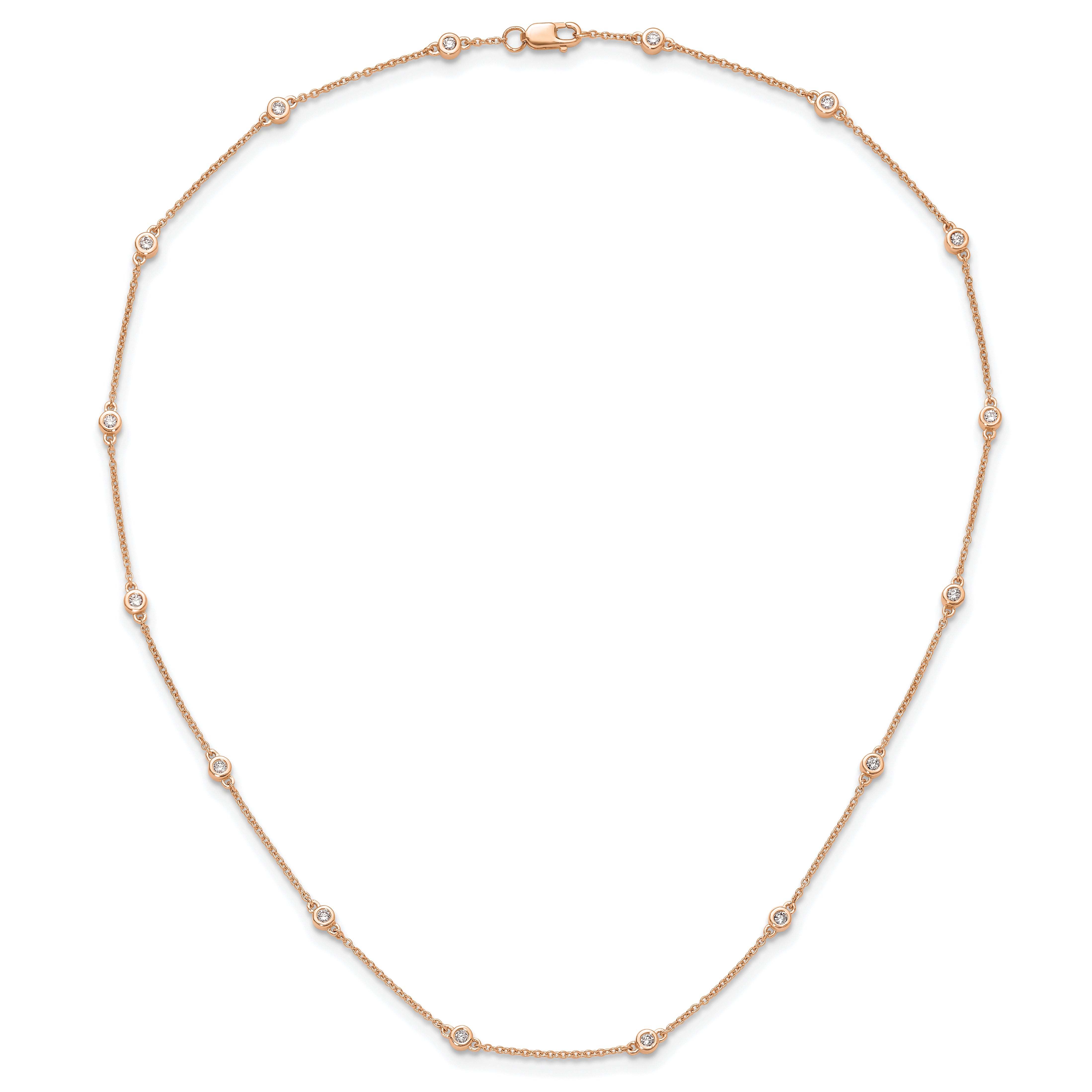 True Origin 14K Rose Gold 1/3 carat Lab Grown Diamond VS/SI  D E F  16 Station 16 Inch Necklace