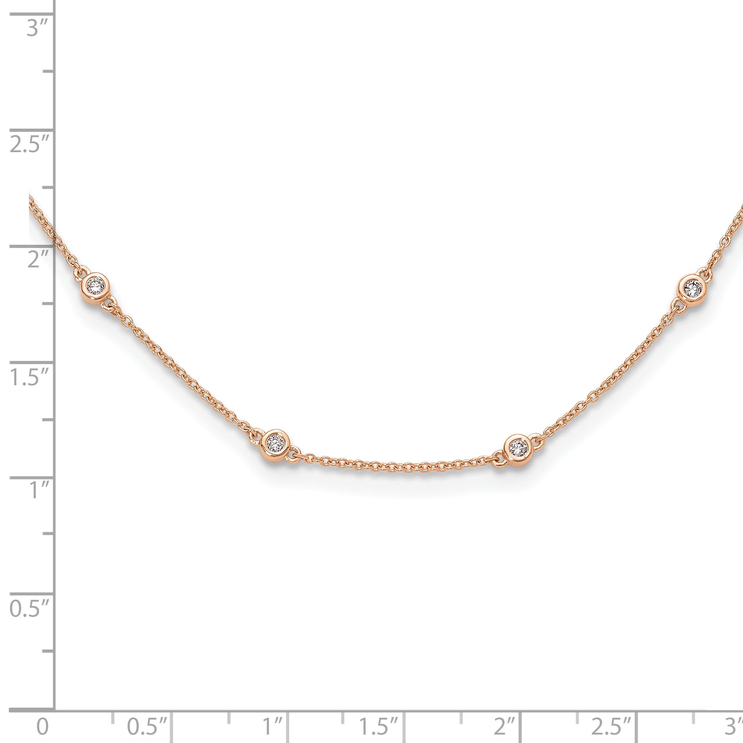 True Origin 14K Rose Gold 1/3 carat Lab Grown Diamond VS/SI  D E F  16 Station 16 Inch Necklace