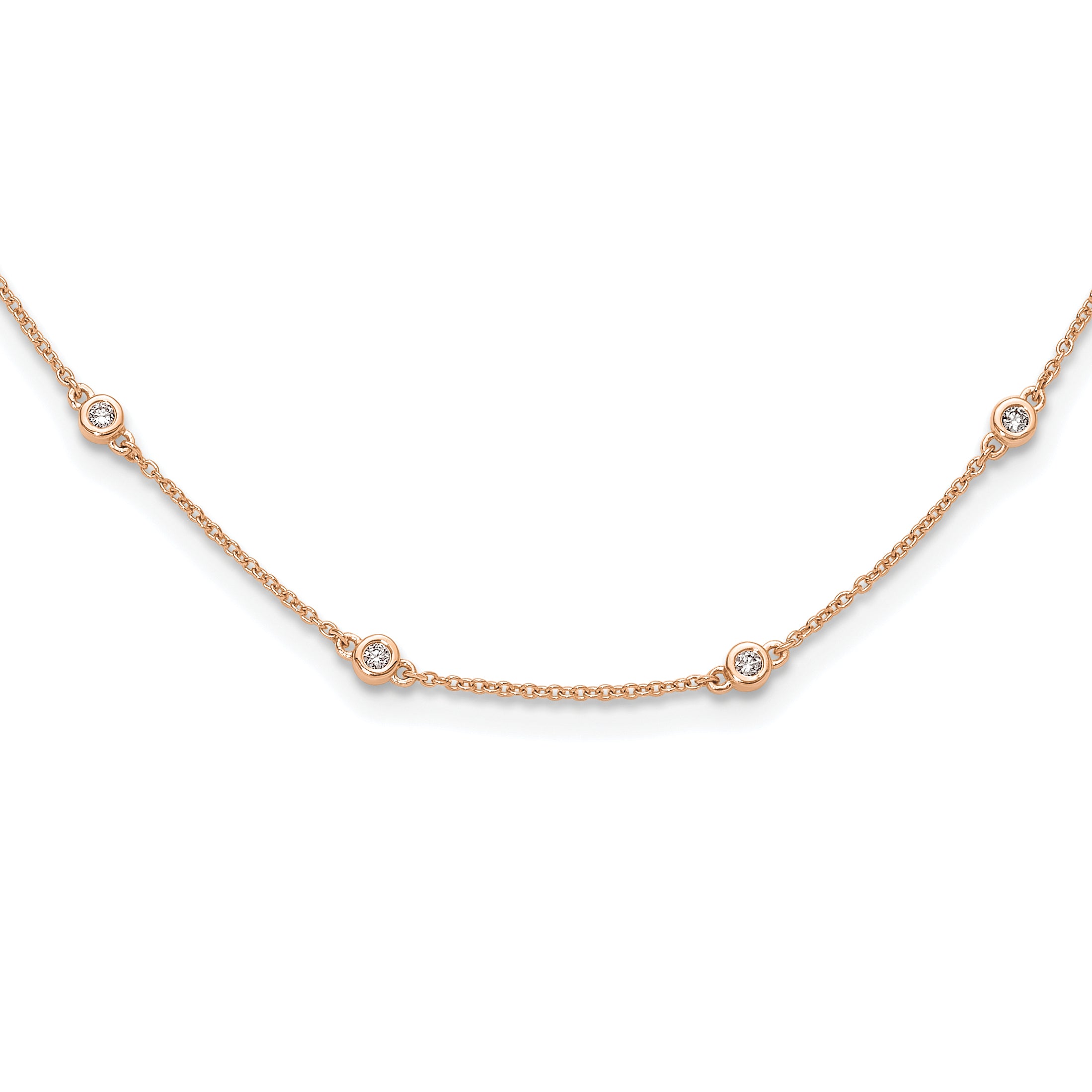 True Origin 14K Rose Gold 1/3 carat Lab Grown Diamond VS/SI  D E F  16 Station 16 Inch Necklace