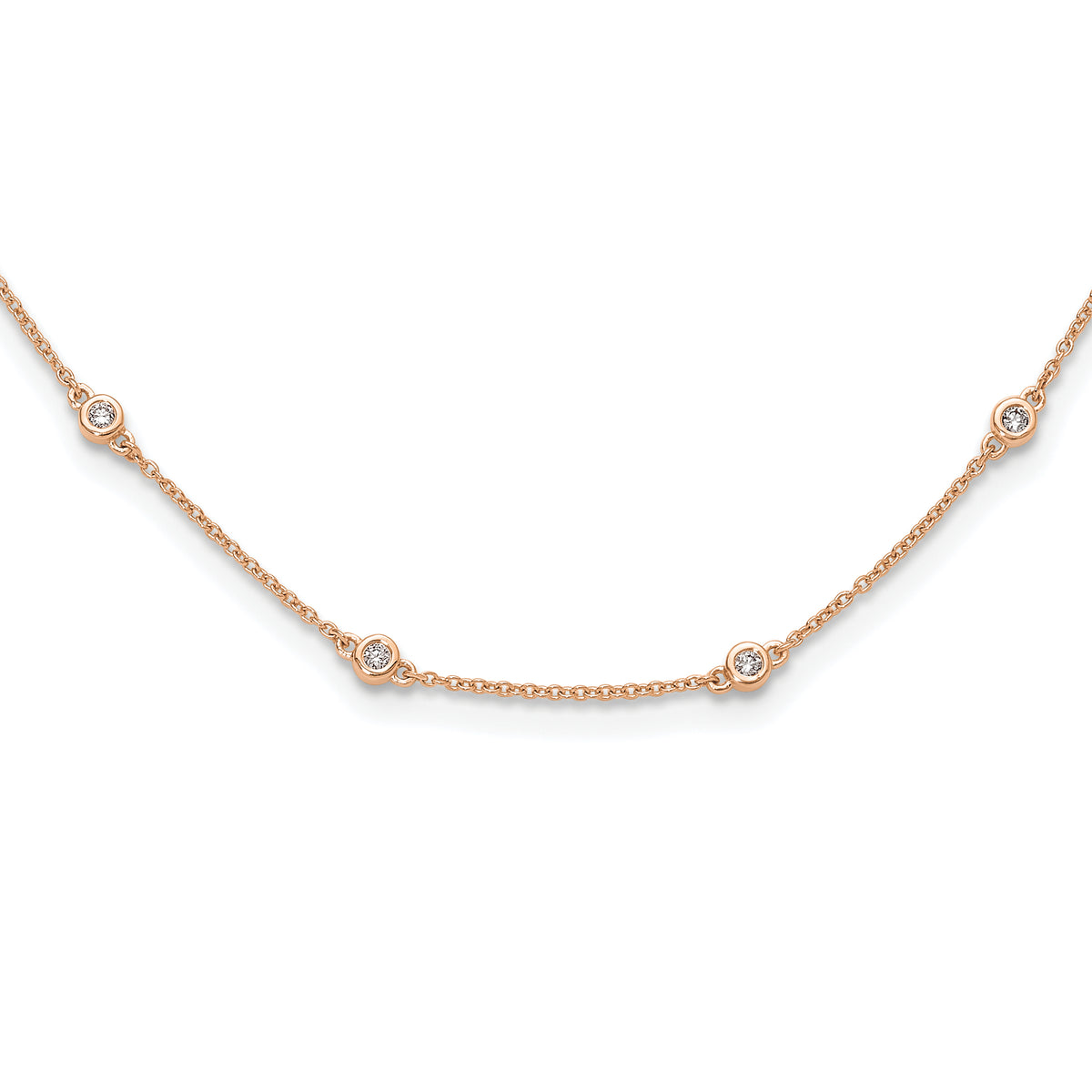 True Origin 14K Rose Gold 1/3 carat Lab Grown Diamond VS/SI  D E F  16 Station 16 Inch Necklace