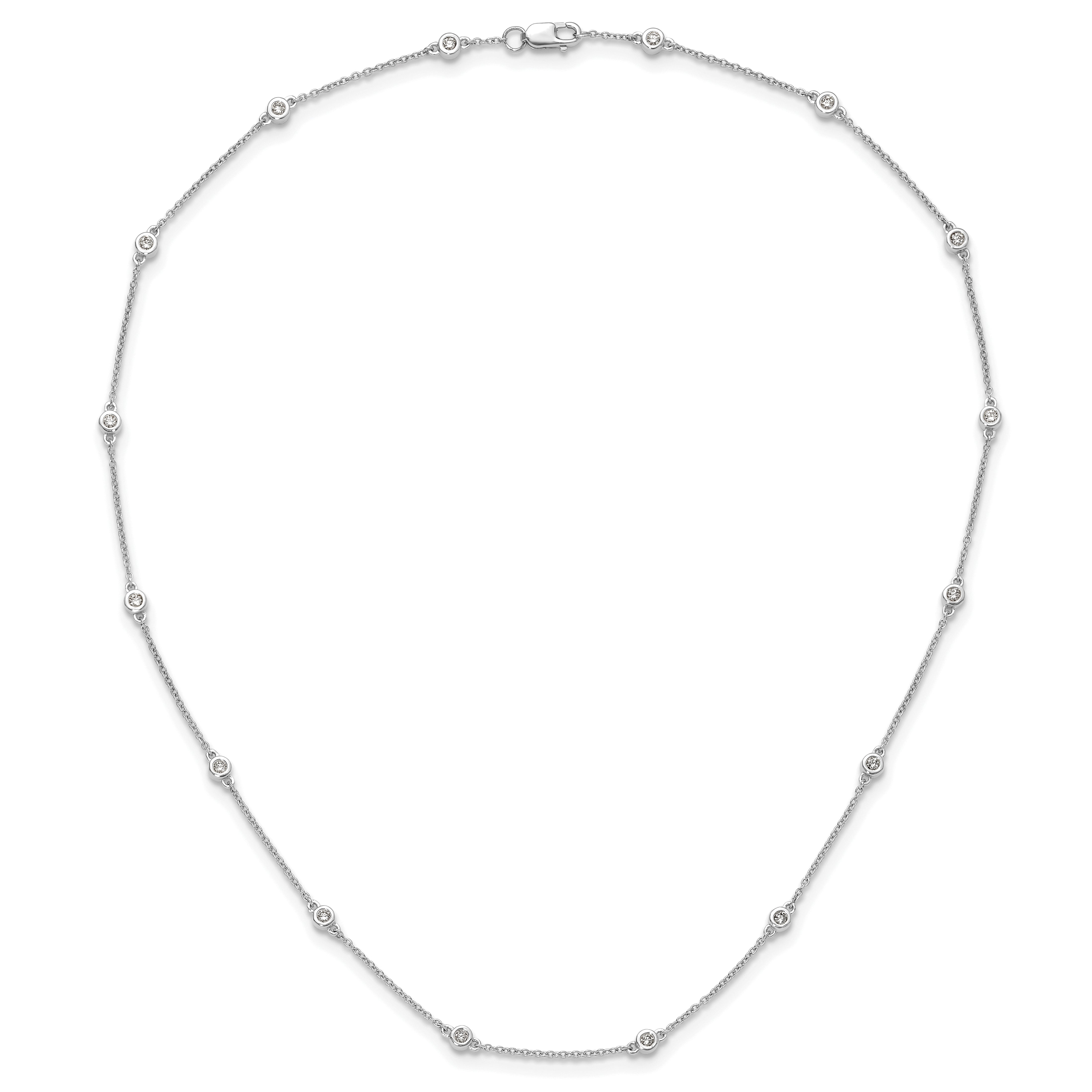 True Origin 14K White Gold 1/3 carat Lab Grown Diamond VS/SI  D E F  16 Station 16 Inch Necklace