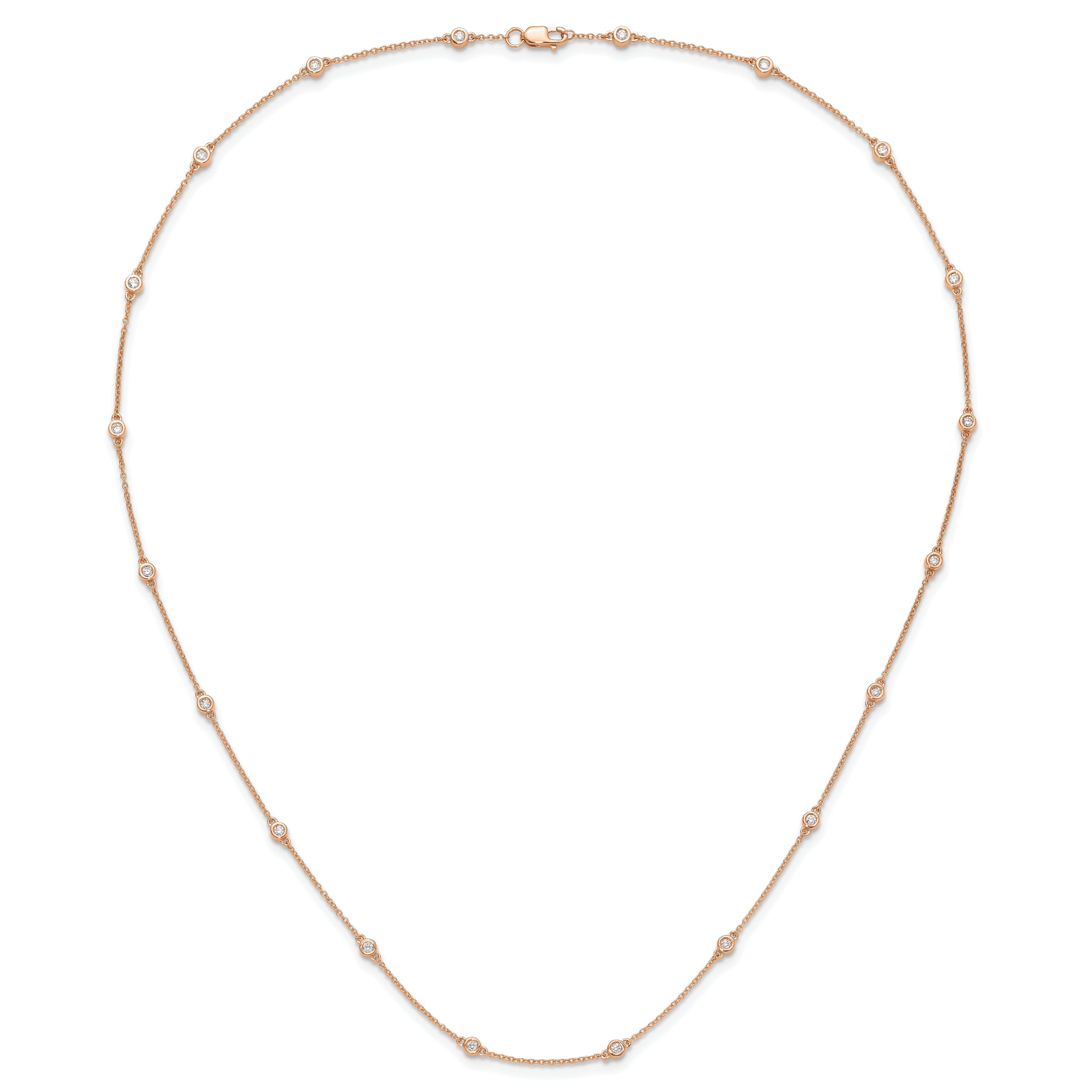 True Origin 14K Rose Gold 1/2 carat Lab Grown Diamond VS/SI  D E F  20 Station 20 Inch Necklace